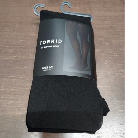 Torrid NEW Women's Plus Size 1X/2X (1/2) Black Nylon Spandex Microfiber Tights - Picture 1 of 4
